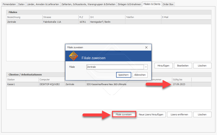 SDS-Kasse - Filiale zuweisen1