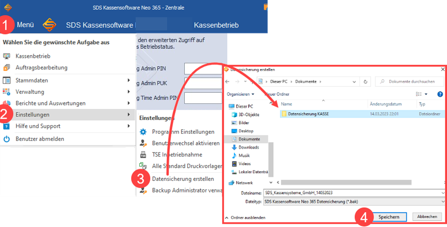 SDS-Kasse-Datensicherung