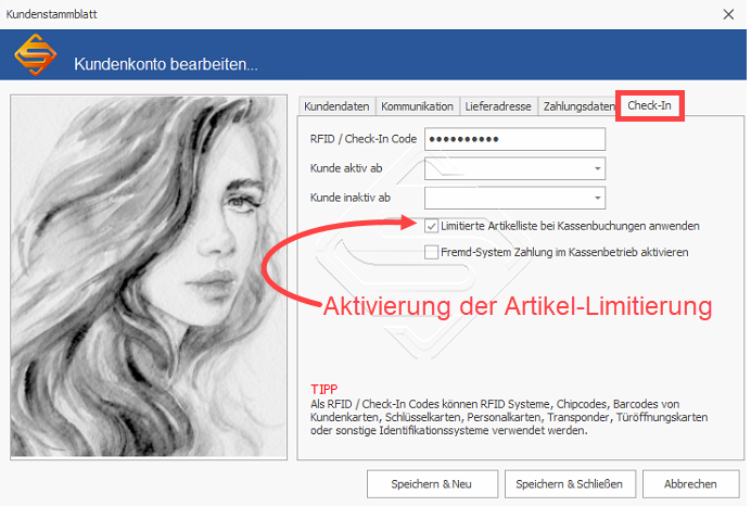 SDS Neo Aktivierung der Artikel-Limitierung im Kundenstammblatt