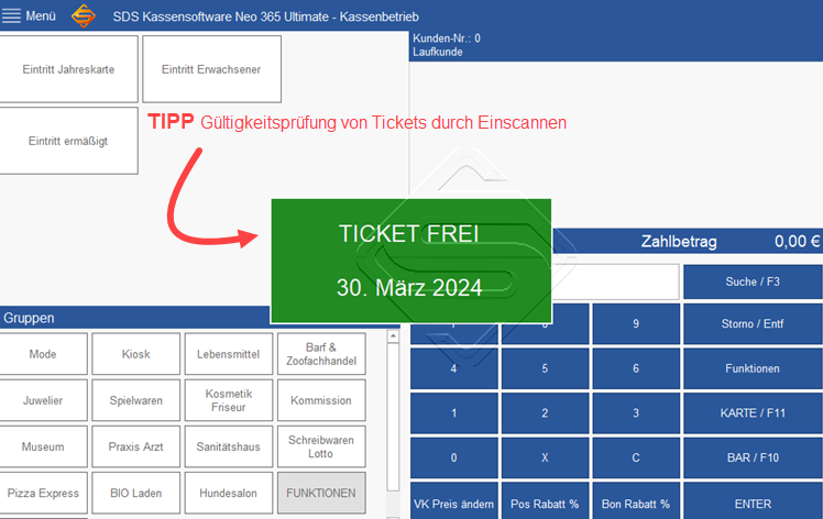 SDS Neo Museumskasse mit automatischer Gültigkeitsprüfung