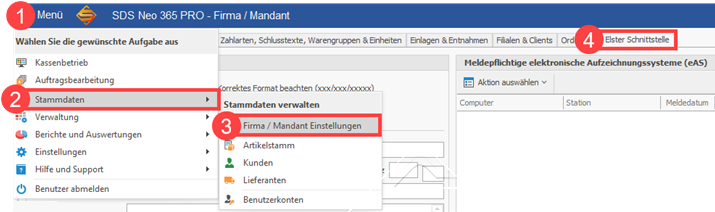 Elster Schnittstelle der SDS Neo