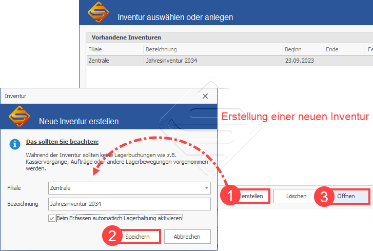 Wie wird eine neue Inventur erstellt