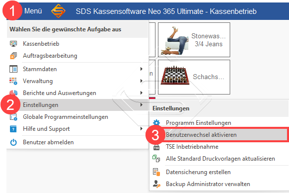 SDS Neo Benutzerwechsel aktivieren oder deaktivieren