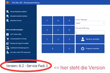 SDS Neo aktuelle Version auslesen